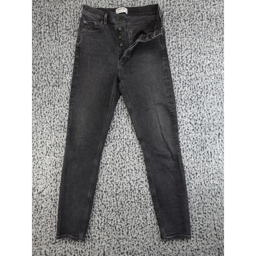 Agolde Nico Jean Womens 25 Black High Rise Slim Fit Button‎ Fly A093B-1084